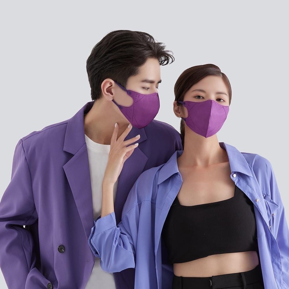 藍鷹牌 N95醫用立體型成人口罩 三色綜合驚艷款 歐戀橘-花青綠-黛紫色 30片x1盒-細節圖5