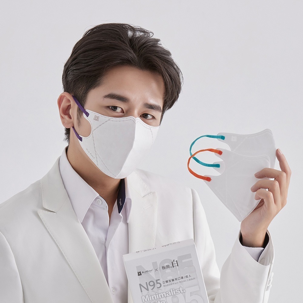 藍鷹牌 N95醫用立體型成人口罩 極簡白系列 30片x1盒 三款耳帶顏色可選-細節圖4