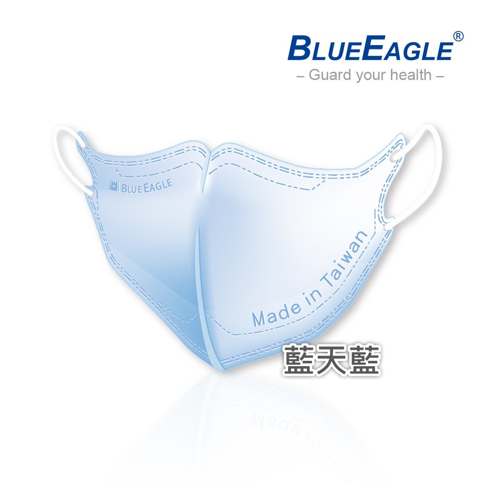 藍鷹牌 N95兒童3D立體型醫用醫療口罩 6-10歲 藍天藍-白雲白 50片x1盒-規格圖3