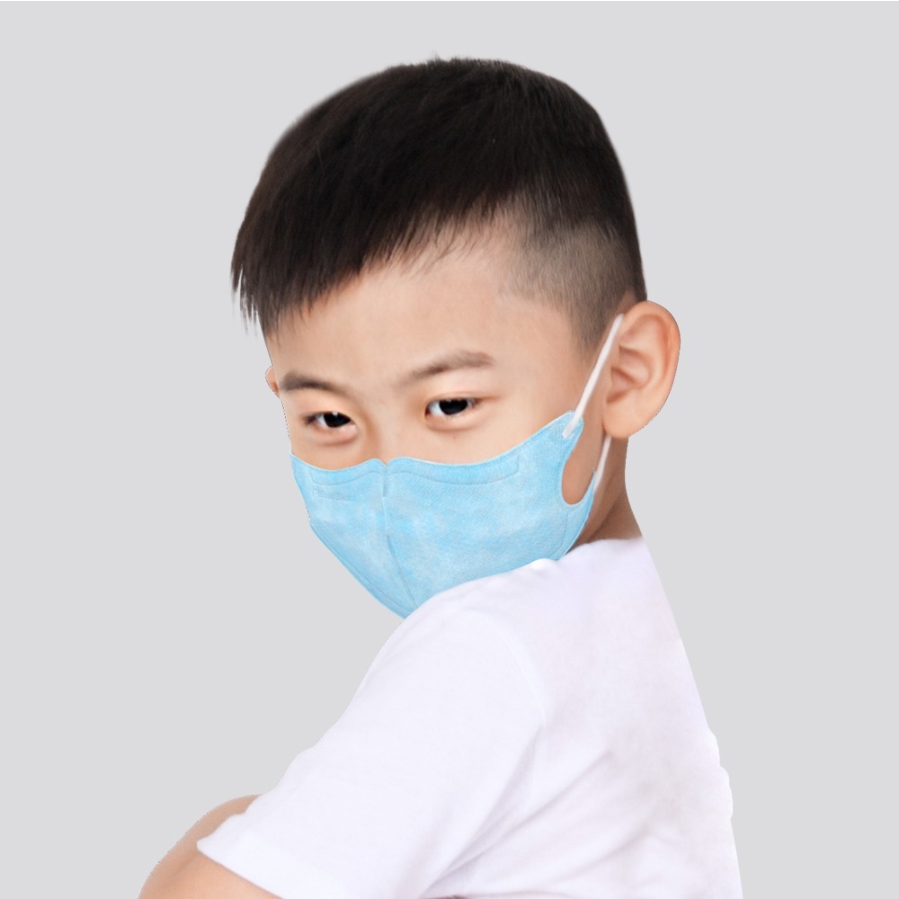 藍鷹牌 N95幼童3D立體型醫用醫療口罩 2-6歲 藍天藍-白雲白 50片x1盒-細節圖2