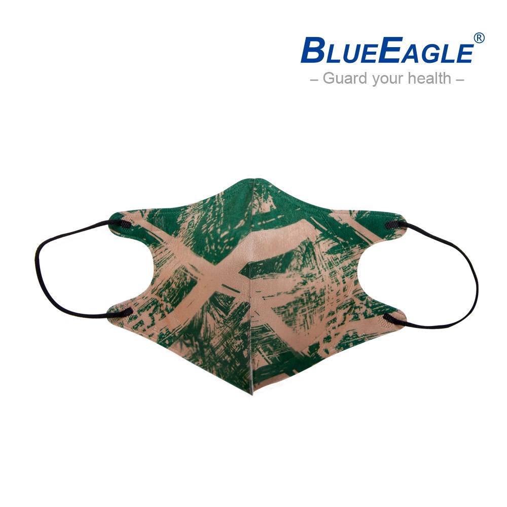 藍鷹牌 台灣製 立體型成人防塵口罩 水針布 潮流綠 25片x1盒-規格圖3