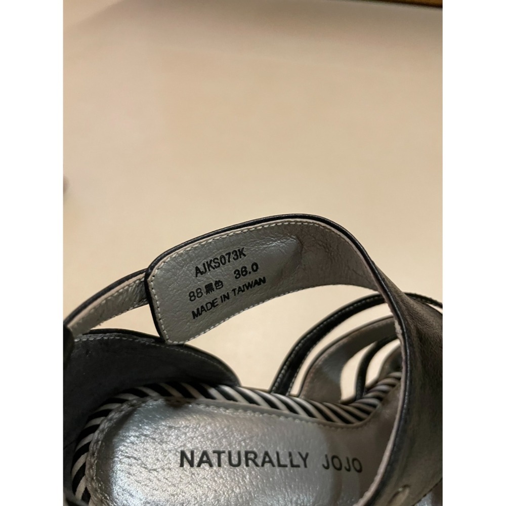 《低於3折亷讓/忘記穿了》【全新】NATURALLY JOJO 楔型羅馬羊皮涼鞋-黑色 尺寸:36-細節圖6