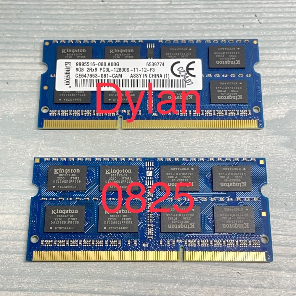 實拍 二手良品 近全新 金士頓 筆電用 DDR3L 1600 8G 1.35V Kingston 8Gx2=16G-細節圖2
