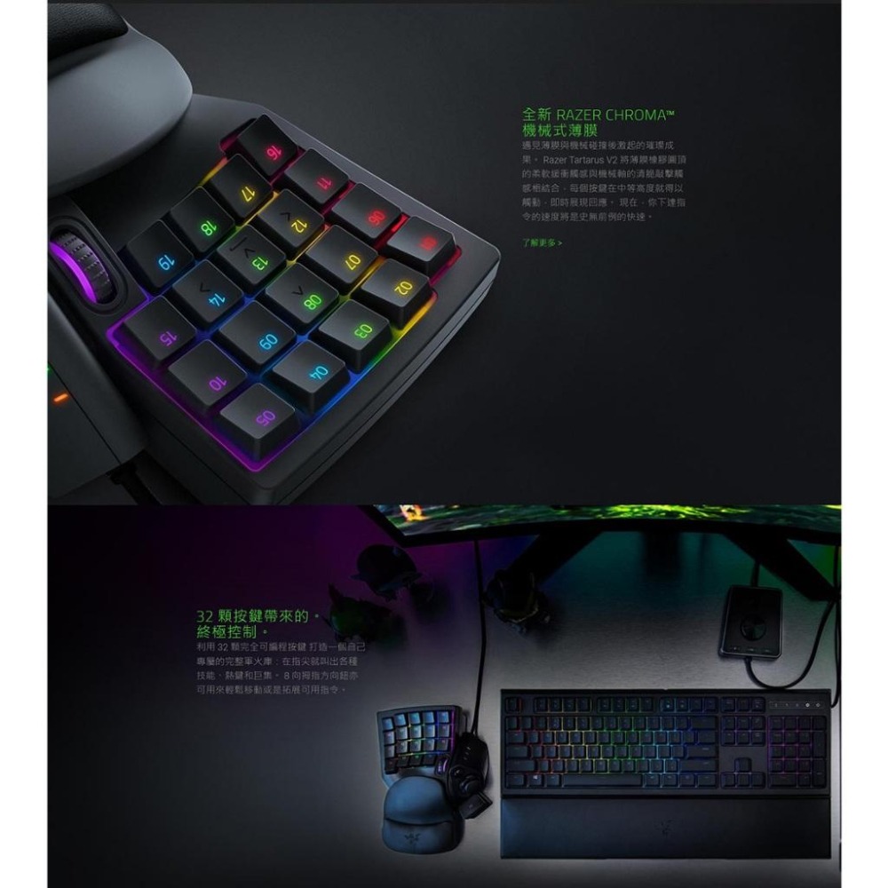 Razer Tartarus V2 雷蛇 塔洛斯魔蠍 V2 人體工學機械式薄膜小鍵盤 鍵盤-細節圖6