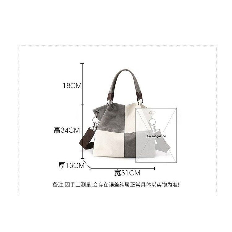 百搭休閒女包生 帆布包 斜背包 手提包 新款潮流撞色包 單肩女包-細節圖4