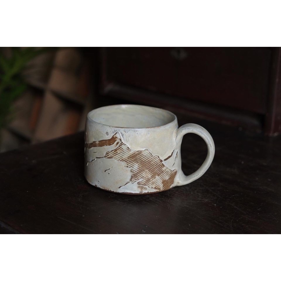 山河記 淺浮雕手捏山纹把杯馬克杯-細節圖4