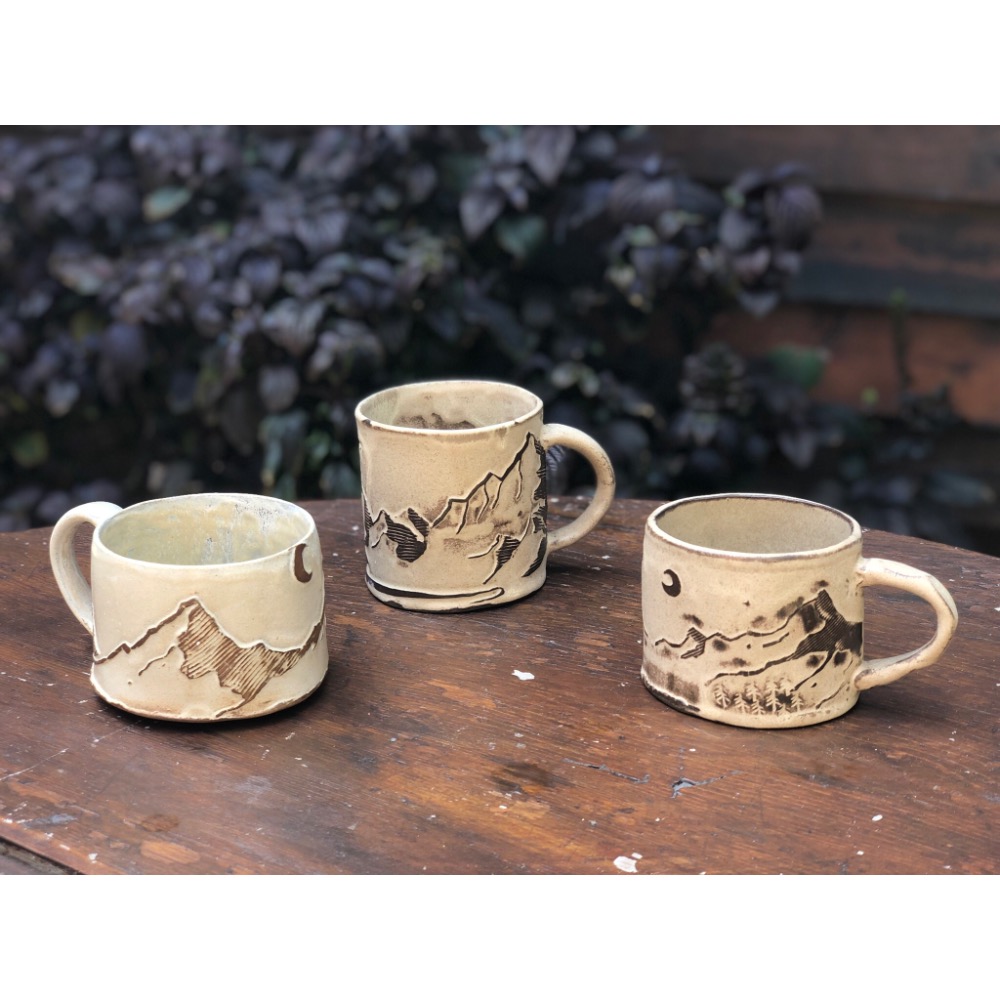 山河記 淺浮雕手捏山纹把杯馬克杯-細節圖5