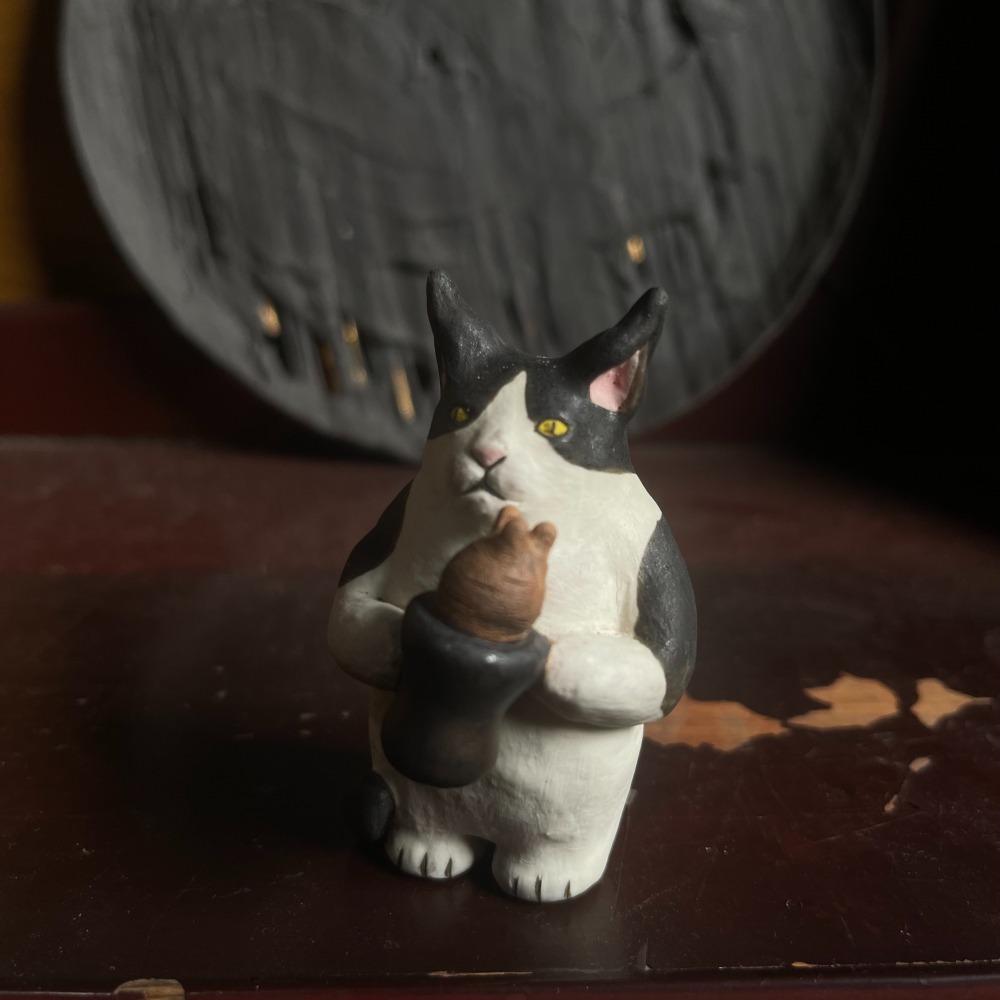 貓咪陶瓷雕塑-象牙宮-細節圖5