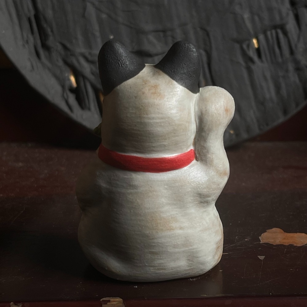 陶瓷招財貓雕塑-小松樹白盆景-細節圖4