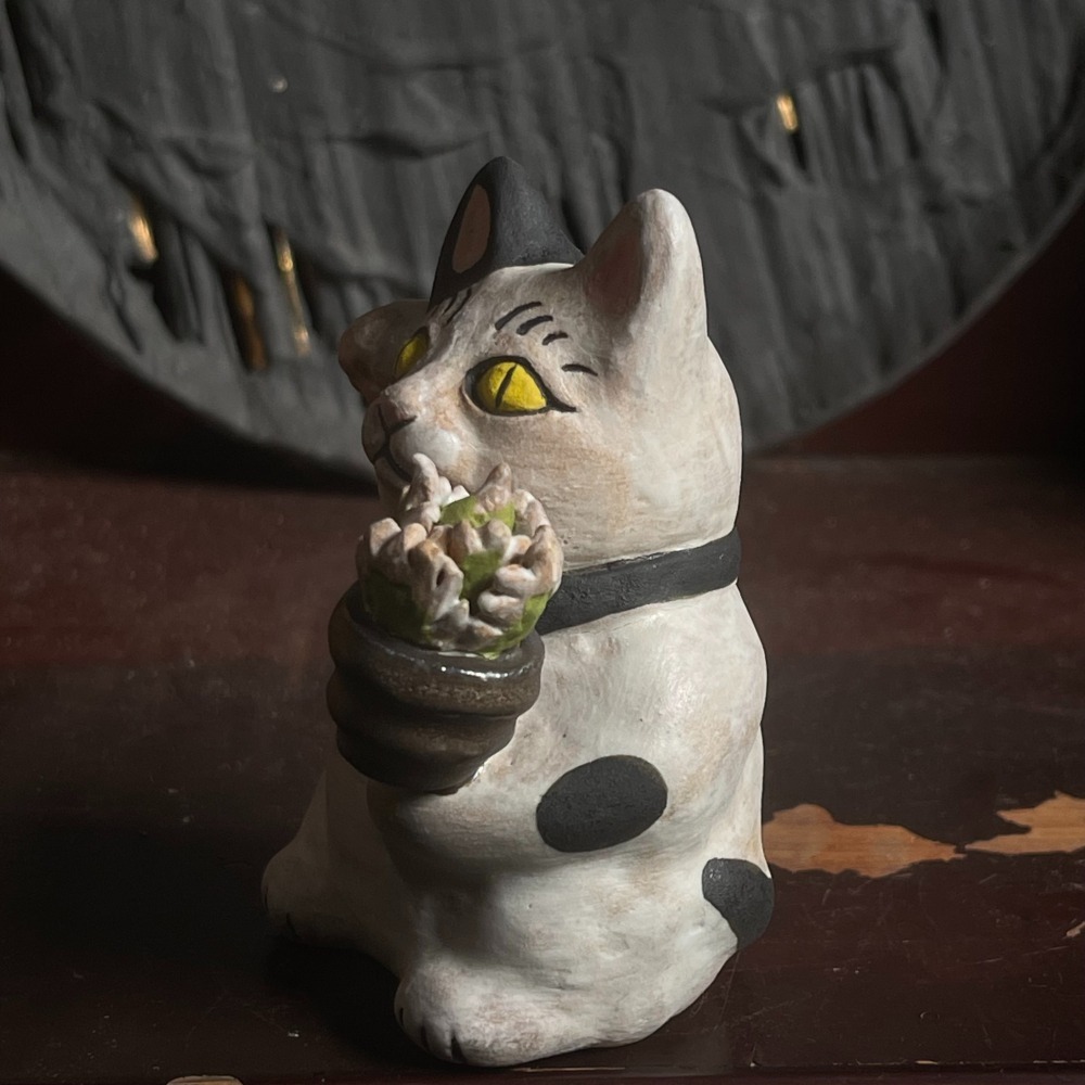 貓咪陶瓷雕塑-嚴龍-細節圖2