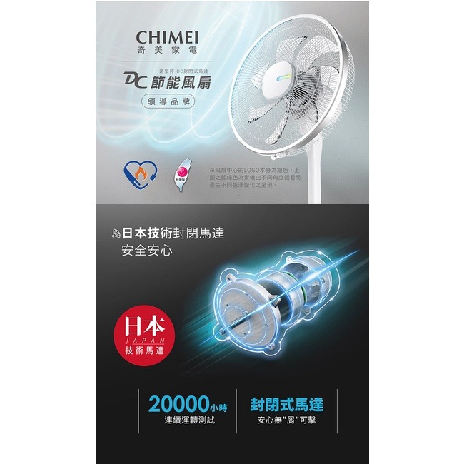 CHIMEI奇美 16吋微電腦ECO遙控擺頭DC節能風扇 DF-16D601-細節圖4