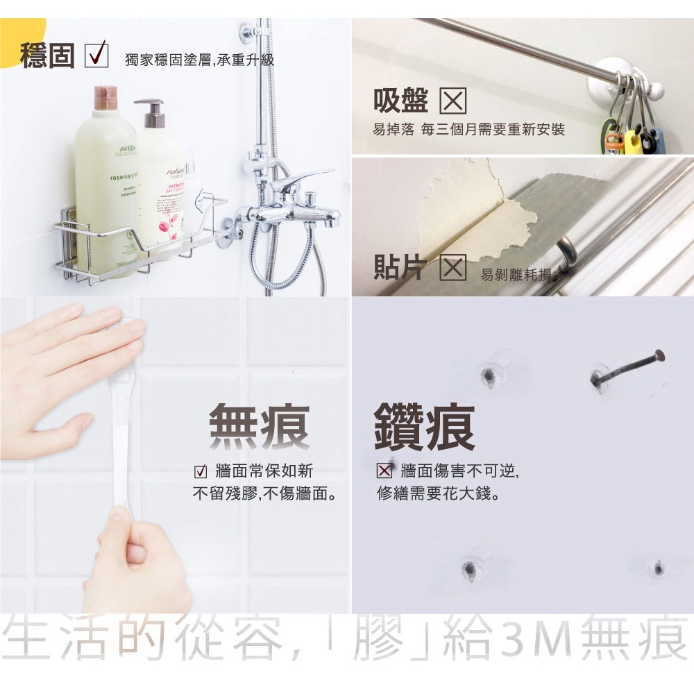 3M 17717B 無痕金屬防水收納系列-三角置物架 304不銹鋼-細節圖8