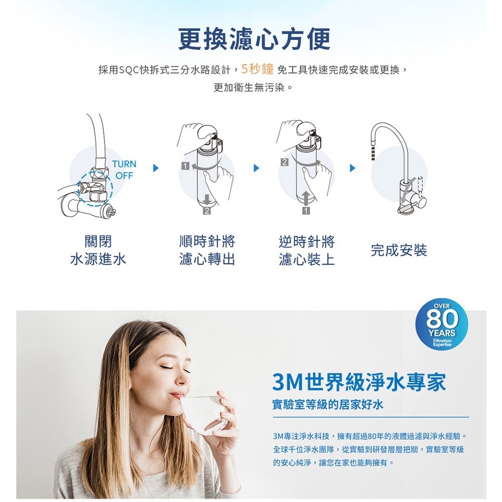 3M SQC前置PP過濾系統 3PS-S001-5 過濾泥沙雜質 保護主濾心-細節圖5