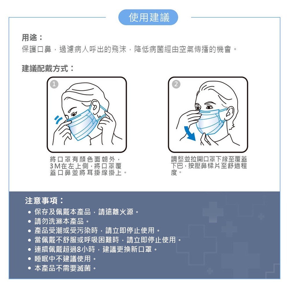 3M 7660C Nexcare雙鋼印醫用口罩粉藍盒裝-成人/兒童任選-細節圖7