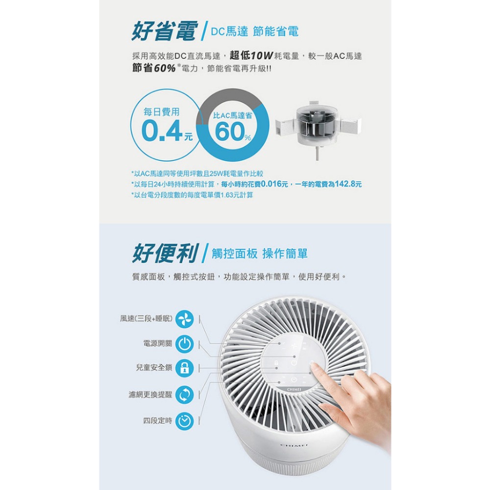 CHIMEI奇美 6坪360°全淨化空氣清淨機(3-6坪) AP-03SRC1 一級能效-細節圖8