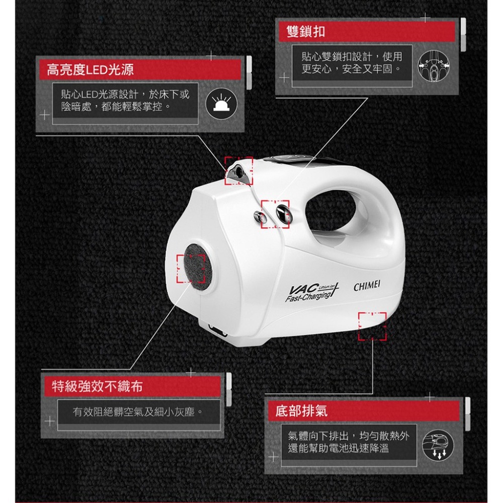 CHIMEI奇美 無線多功能UV除蹣吸塵器PLUS VC-HS4LSA-細節圖6