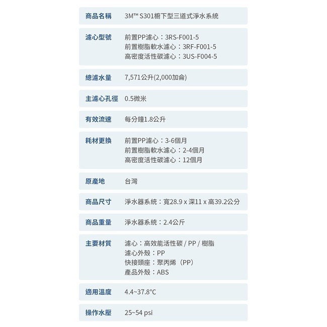 3M S301櫥下型三道式可生飲淨水器 S004+樹脂軟水+PP/附流量計/附鵝頸龍頭/附原廠安裝 一年保固-細節圖9