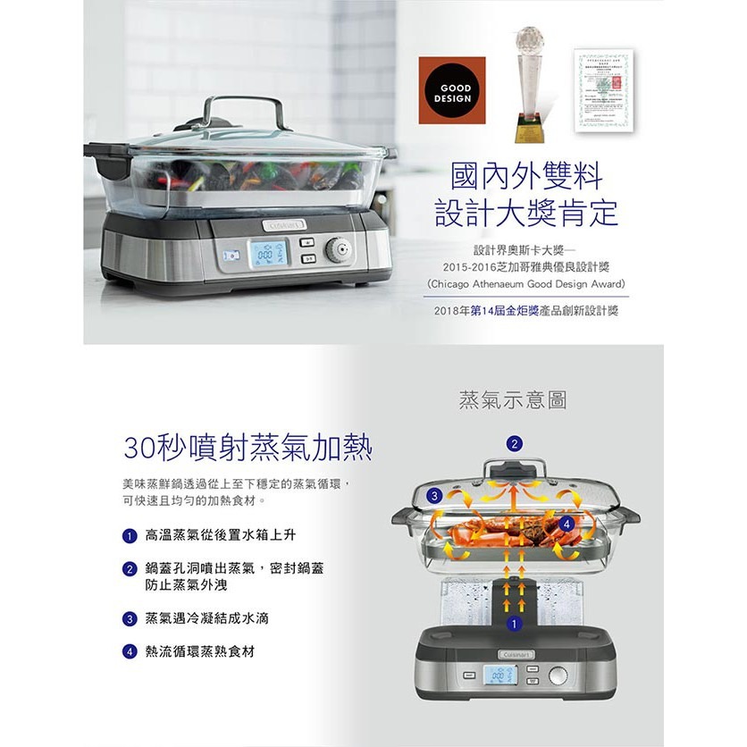 美國Cuisinart 美味蒸鮮鍋 STM-1000TW-細節圖4