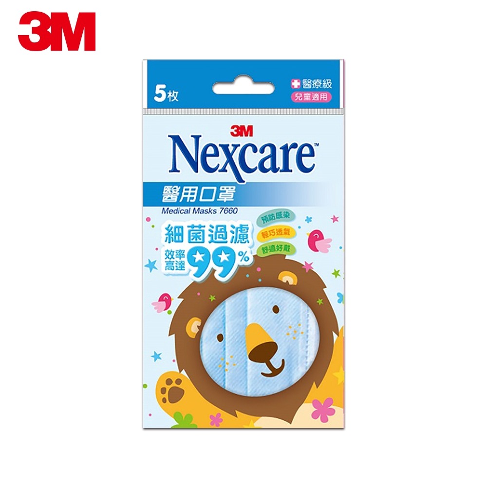 3M Nexcare兒童醫用口罩-5片包(粉藍、粉紅雙色任選)-細節圖2