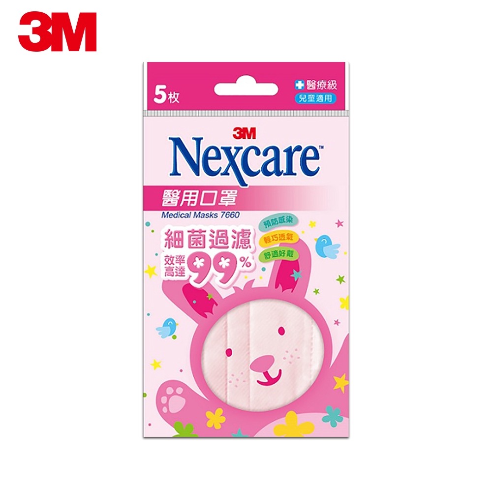 3M Nexcare兒童醫用口罩-5片包(粉藍、粉紅雙色任選)-細節圖3