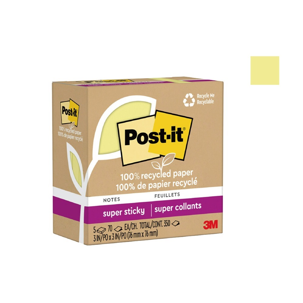 3M 利貼狠黏100%環保再生紙-3x3便條紙(70張x5本)-(三款可選)-細節圖7