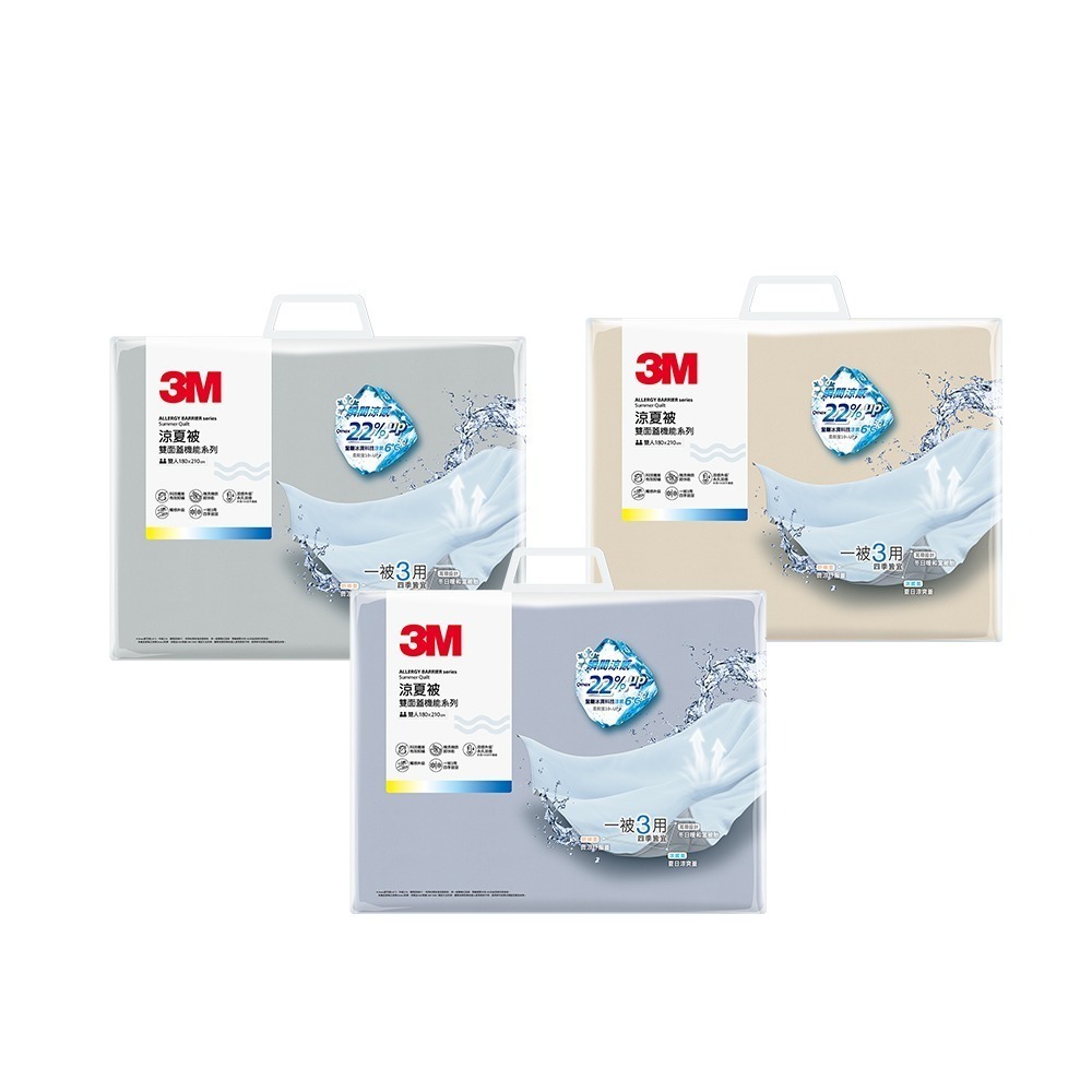 3M 雙面蓋機能系列涼夏被-雙人(北歐藍/奶油米/清水灰)-細節圖2