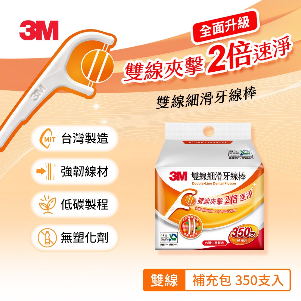 3M DF04 細滑牙線棒-雙線補充包(350支入)-規格圖6