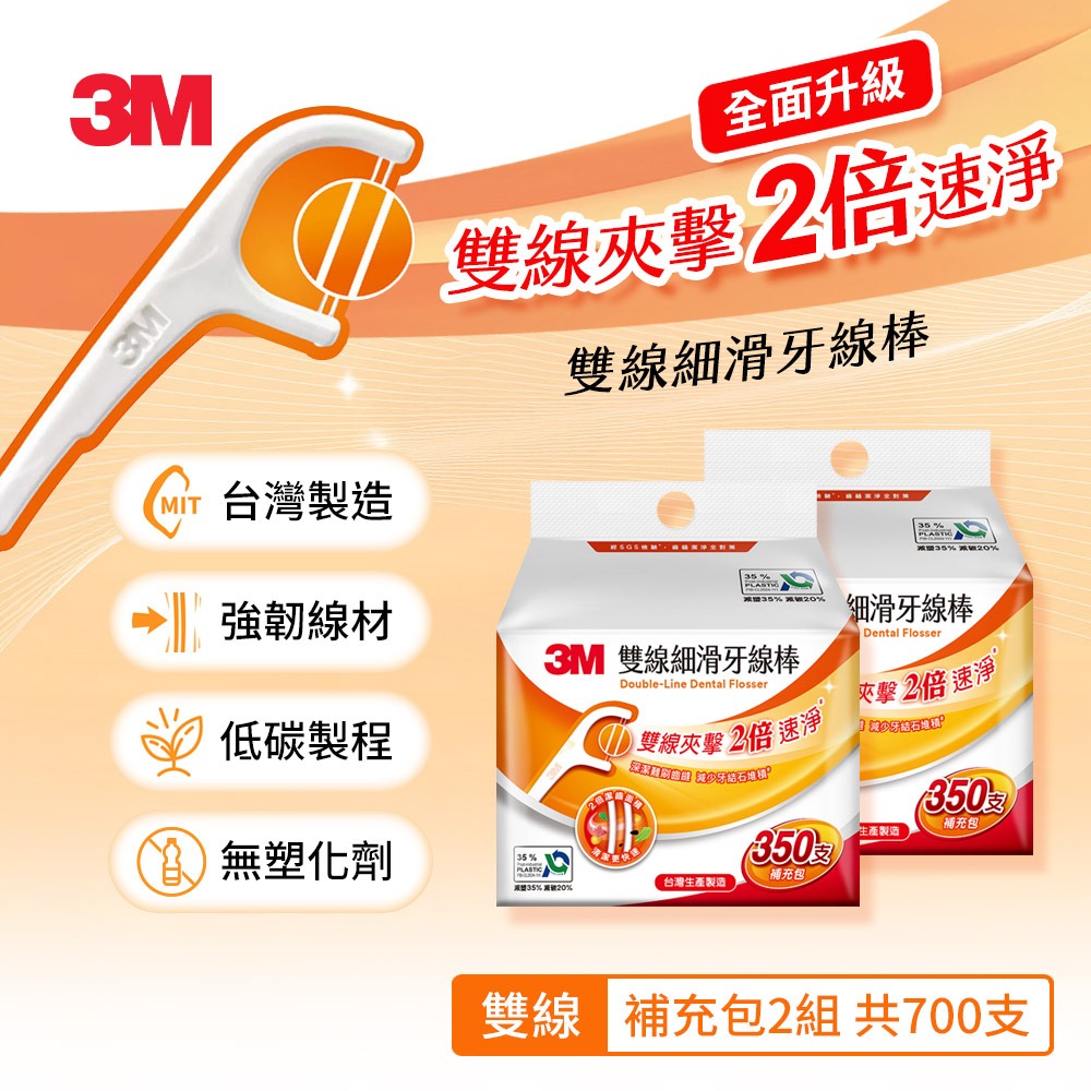 3M DF04 細滑牙線棒-雙線補充包(350支入)-規格圖6