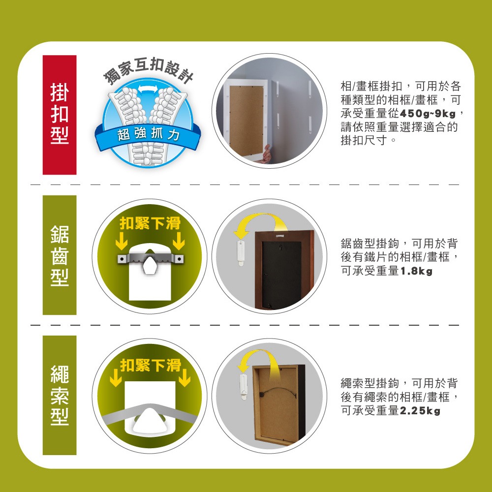 3M 17037VP 無痕白色相畫框掛扣組合包-綜合(12組)-細節圖3