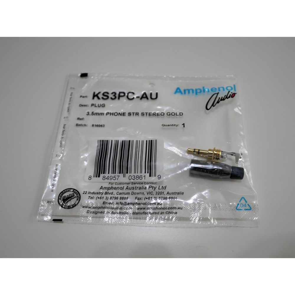 【特價】澳洲AMPHENOL安費諾KS3PC-AU 鍍金3.5mm 耳機插頭-細節圖2