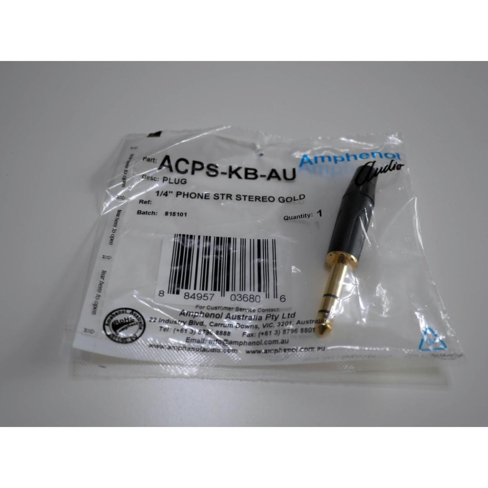 【特價】澳洲AMPHENOL 安費諾 ACPS-KB-AU 鍍金 6.3mm TRS STEREO JACK 直頭-細節圖2