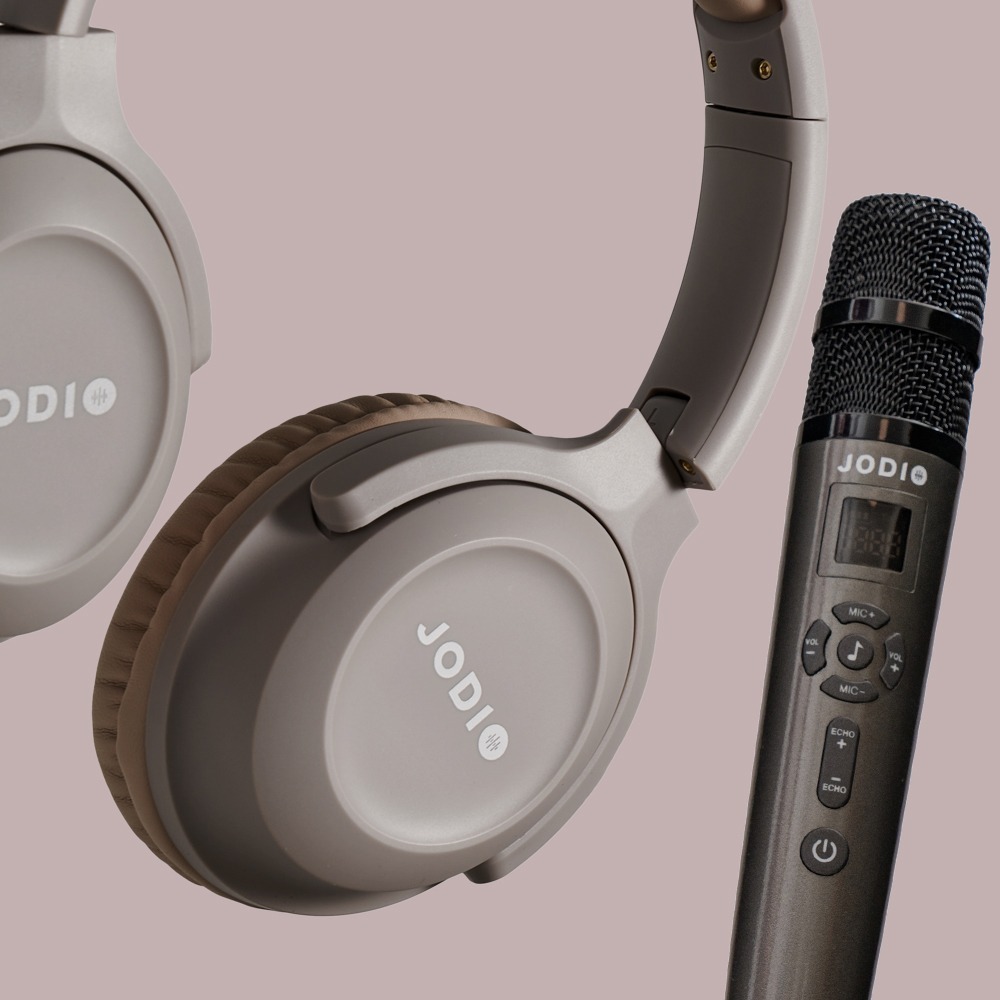 JODIO Sing Go 藍芽KTV耳機麥克風組~適用直播/唱歌/個人錄音室/奶茶色款-細節圖2