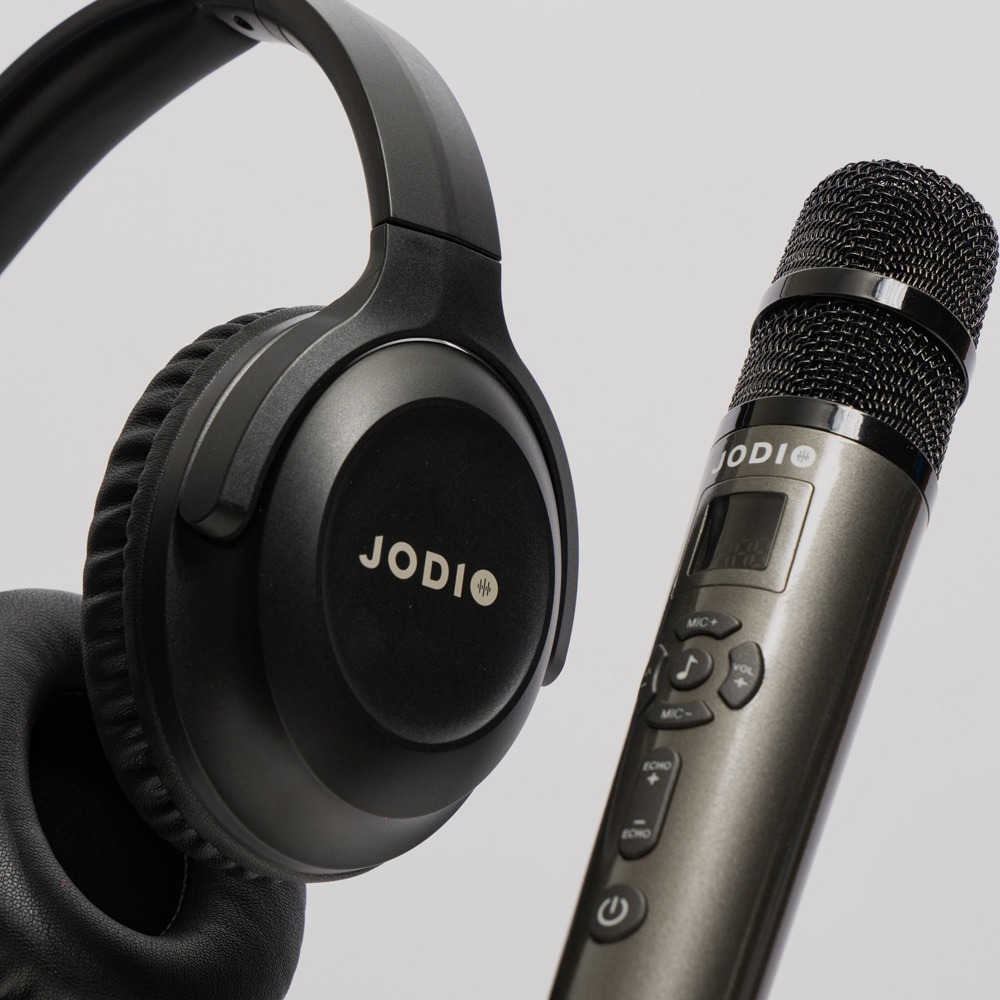 JODIO Sing Go 藍芽行動KTV耳機豪華組 二入 (酷黑)(奶茶色)+專用時尚收納包(灰黑)(奶茶色)-細節圖3