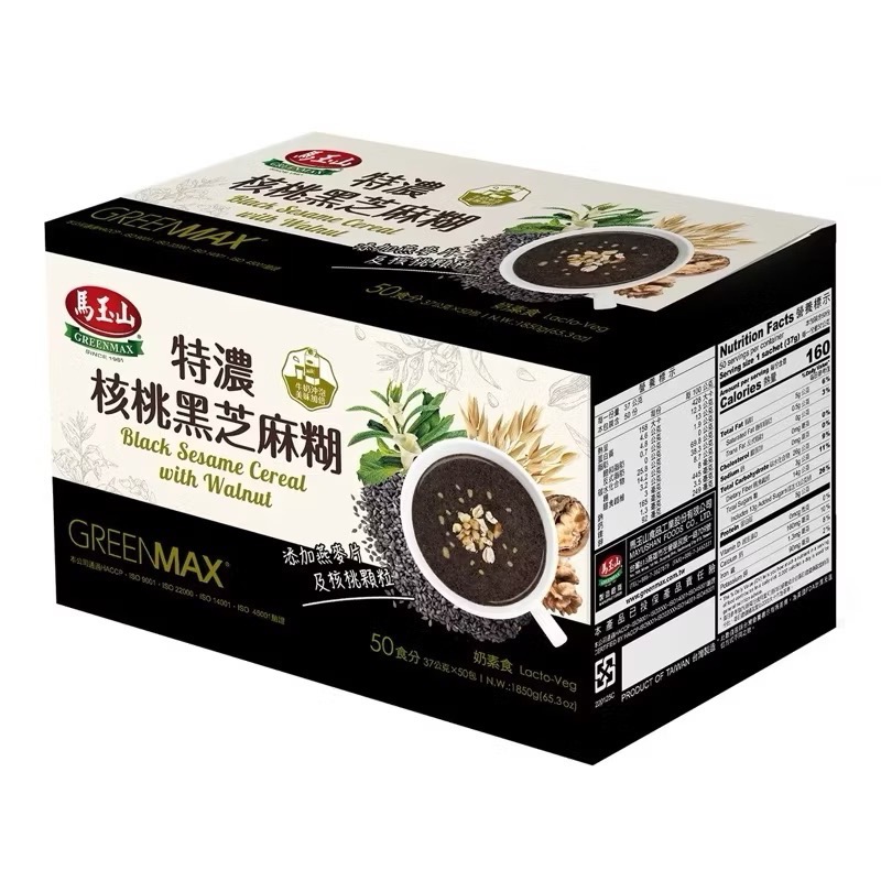 ((好市多現貨))2027.10🎀馬玉山特濃核桃黑芝麻糊(37gx50包/盒) 黑芝麻糊-規格圖3