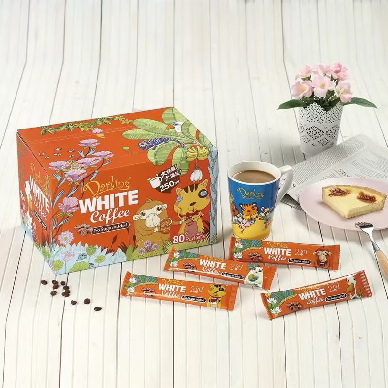 ((好市多現貨))2027.09🎀Darling親愛的 白咖啡二合一(無加糖) 30gx80包/盒 二合一拿鐵-細節圖3