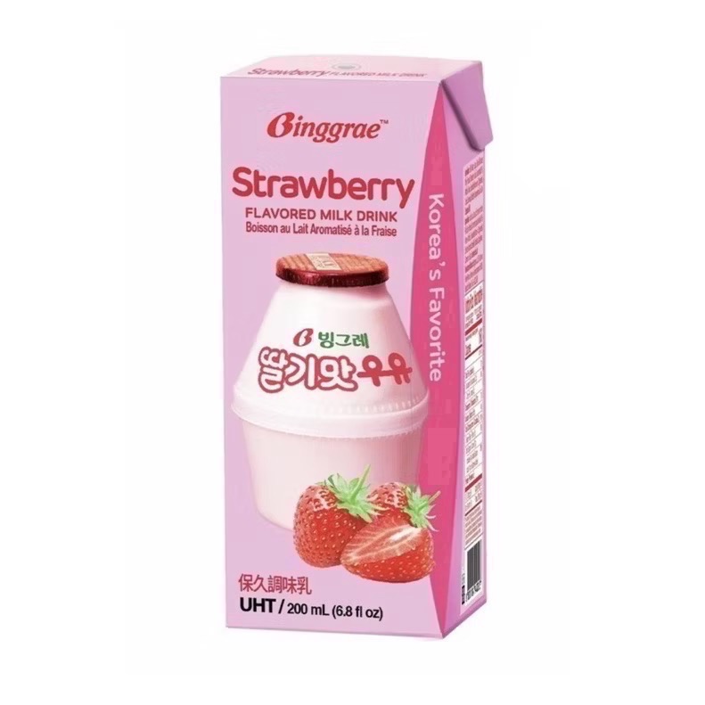 ((好市多現貨))🎀韓國Binggrae 香蕉牛奶/草莓牛奶 保久調味乳 200毫升(6入一組)BTS-細節圖2