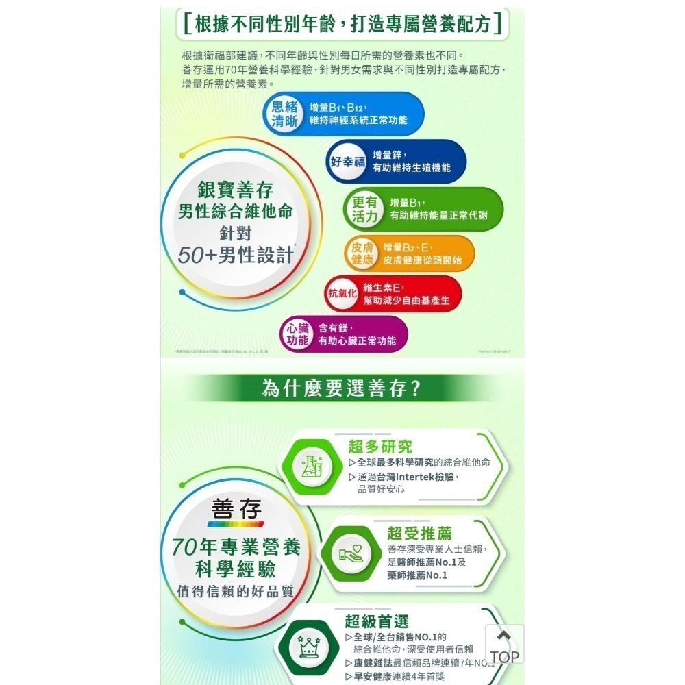 銀寶善存 50+男性綜合維他命 290錠 萊買好市多👍#765269-細節圖4