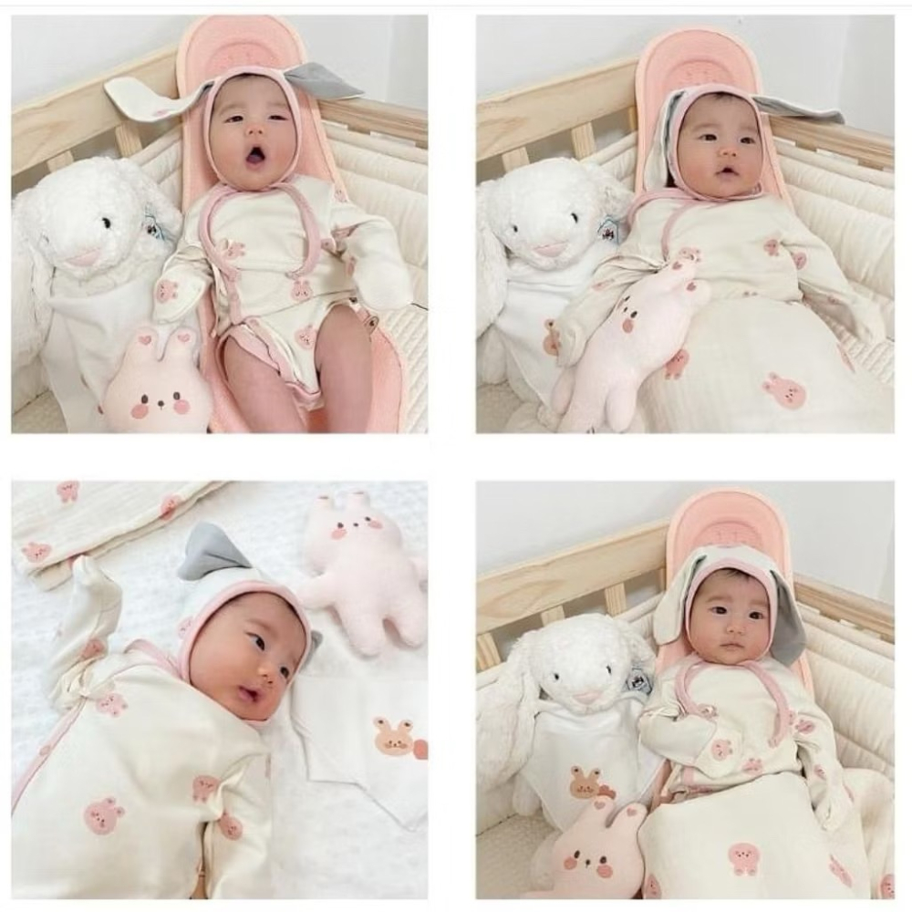 現貨 正韓 DTD 禮盒 兔子 新生兒 包屁衣 帽子 口水巾 蓋毯 娃娃-細節圖3