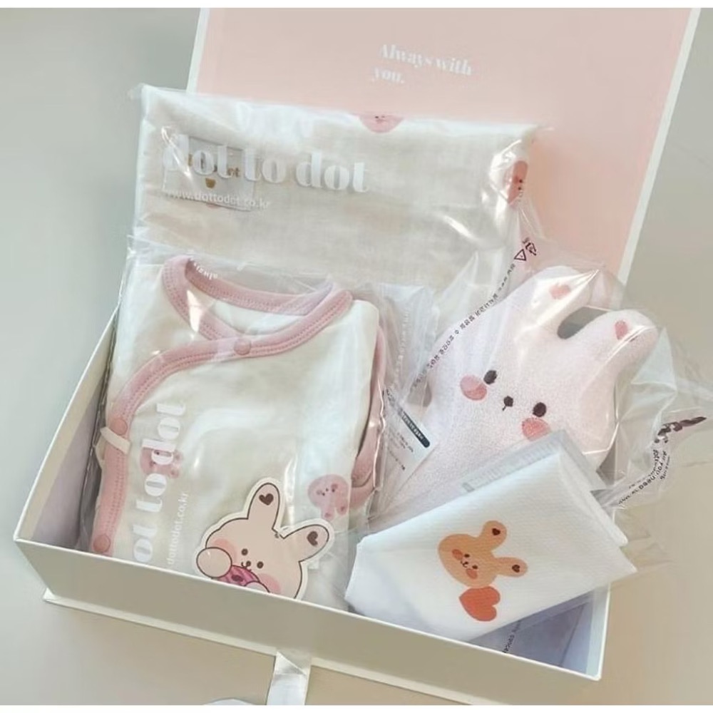 現貨 正韓 DTD 禮盒 兔子 新生兒 包屁衣 帽子 口水巾 蓋毯 娃娃-規格圖9