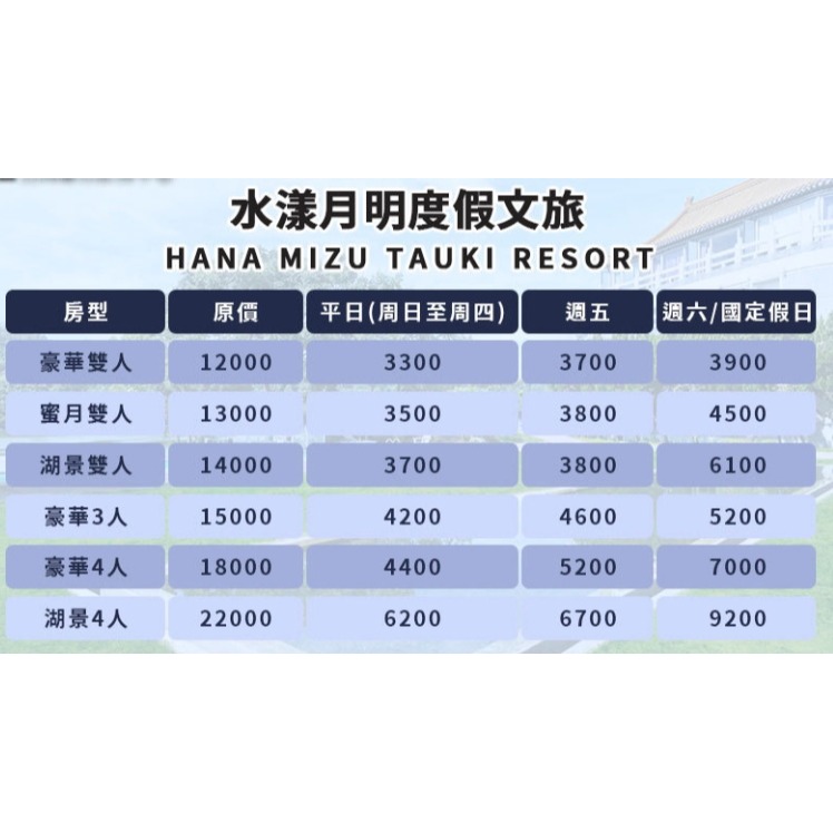 歡樂GO 代訂 苗栗 水漾月明度假文旅一泊一食 平日豪華雙人房3300元-細節圖2