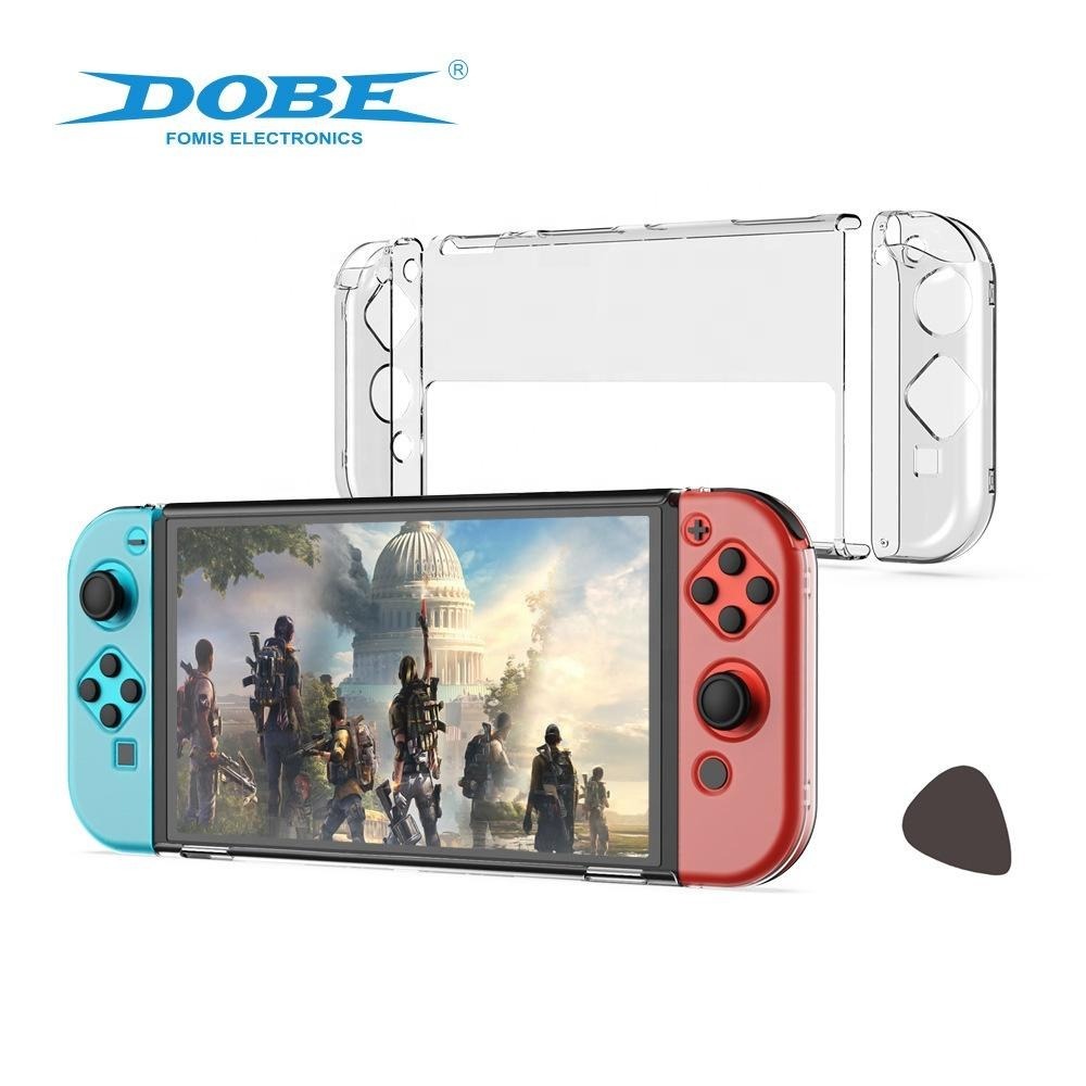 DOBE NS SWITCH OLED版 PC材質 主機保護殼+手把保護殼 水晶殼 透明殼 可插底座 新品現貨-細節圖2