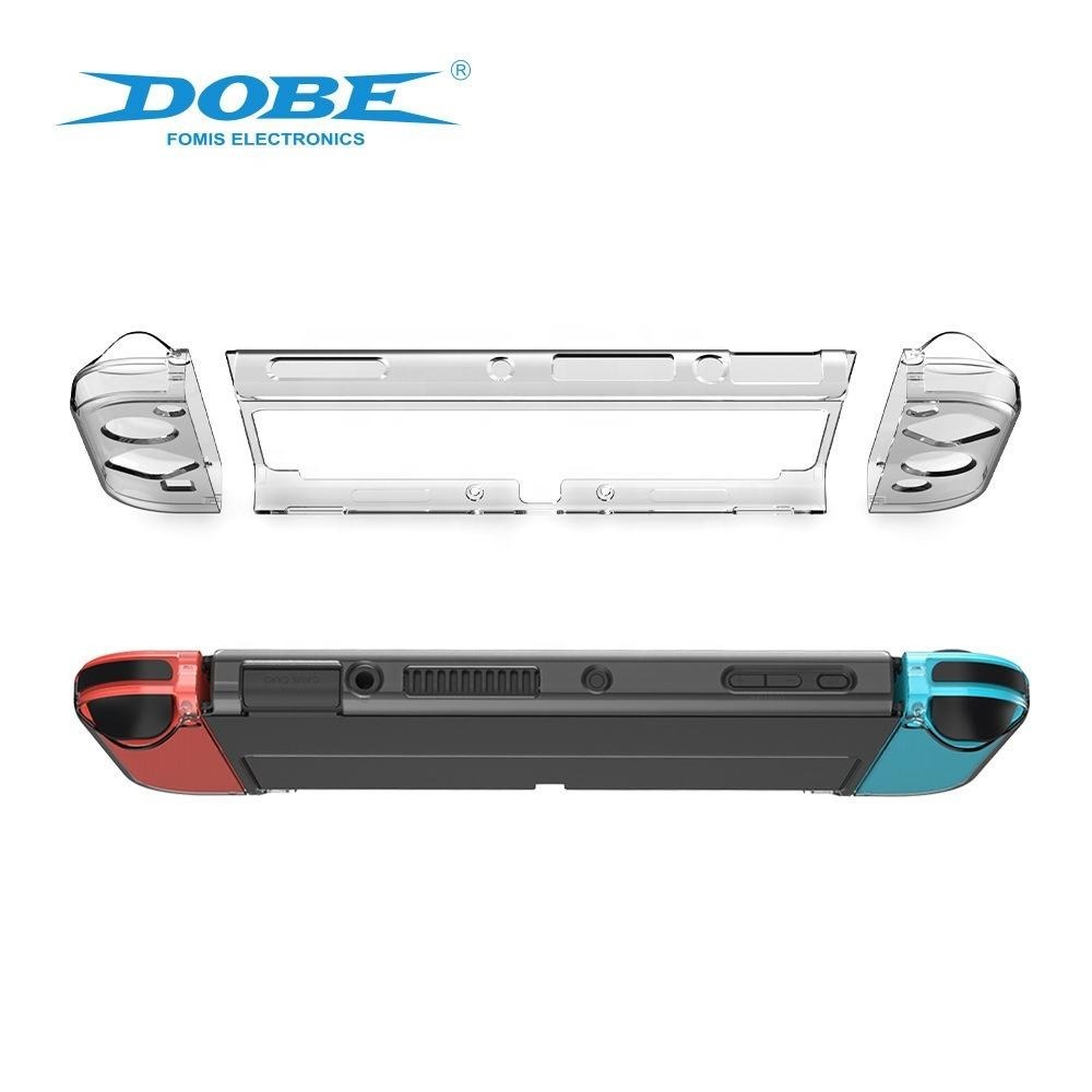 DOBE NS SWITCH OLED版 PC材質 主機保護殼+手把保護殼 水晶殼 透明殼 可插底座 新品現貨-細節圖3