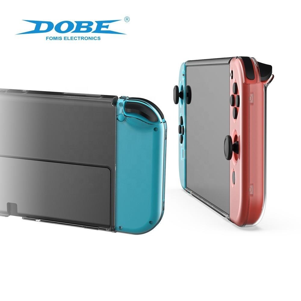 DOBE NS SWITCH OLED版 PC材質 主機保護殼+手把保護殼 水晶殼 透明殼 可插底座 新品現貨-細節圖4