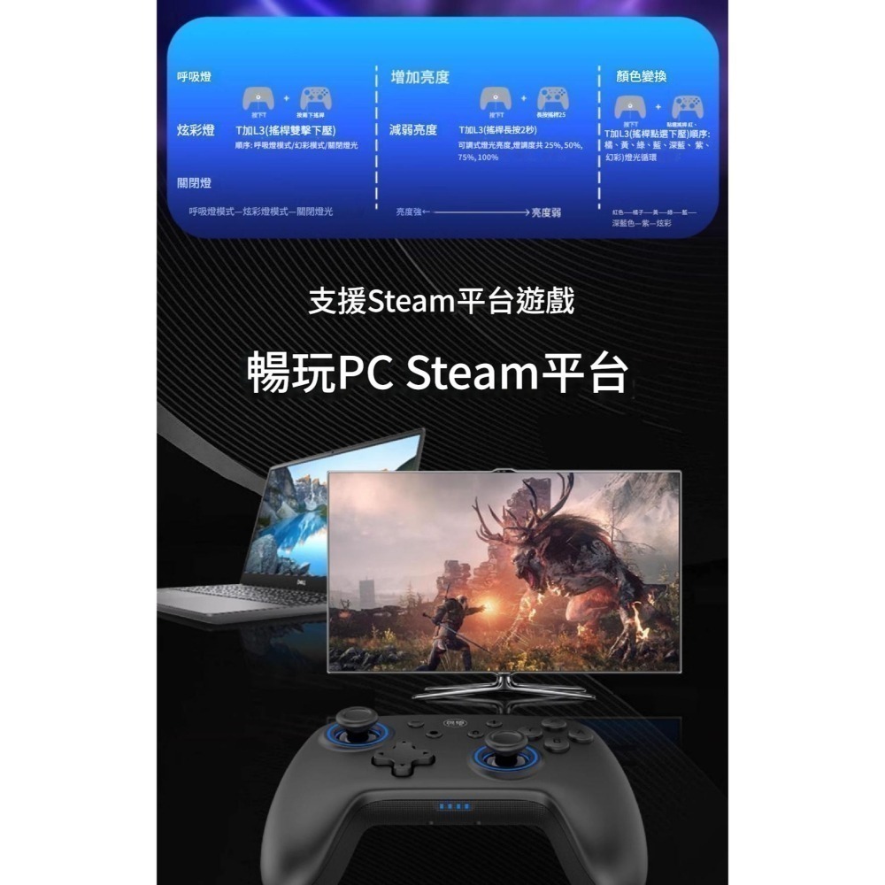 良值 NS/PC PRO手把控制器 二代PLUS 自動連發 一鍵喚醒 RGB燈光 新品現貨-細節圖6