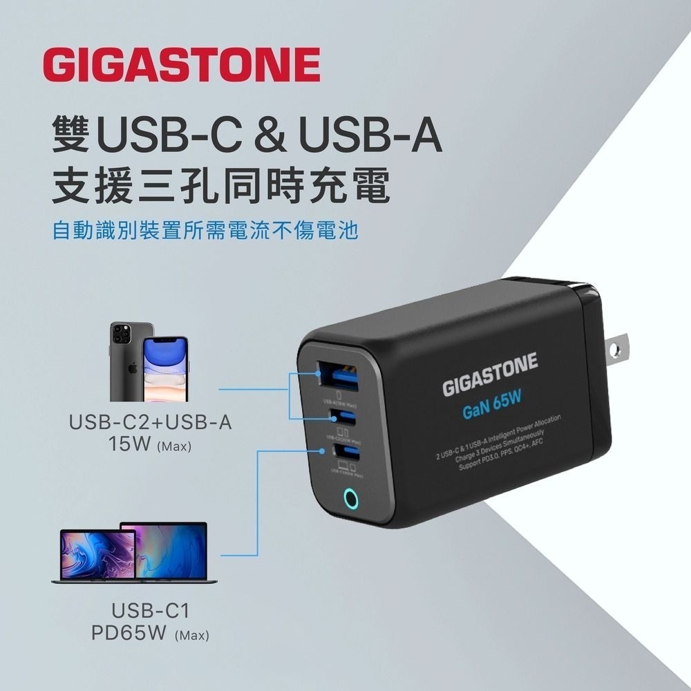 Gigastone 立達 65W GaN 氮化鎵 三孔 USB-C 快速充電器 PD-7656 新品現貨-細節圖4