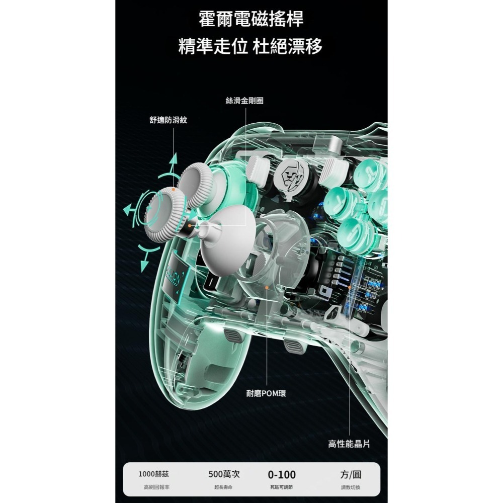 AOLION 澳加獅 PC/NS/手機 雙霍爾 無線手把控制器  自動連發 巨集編程 AL-K20 新品現貨-細節圖2