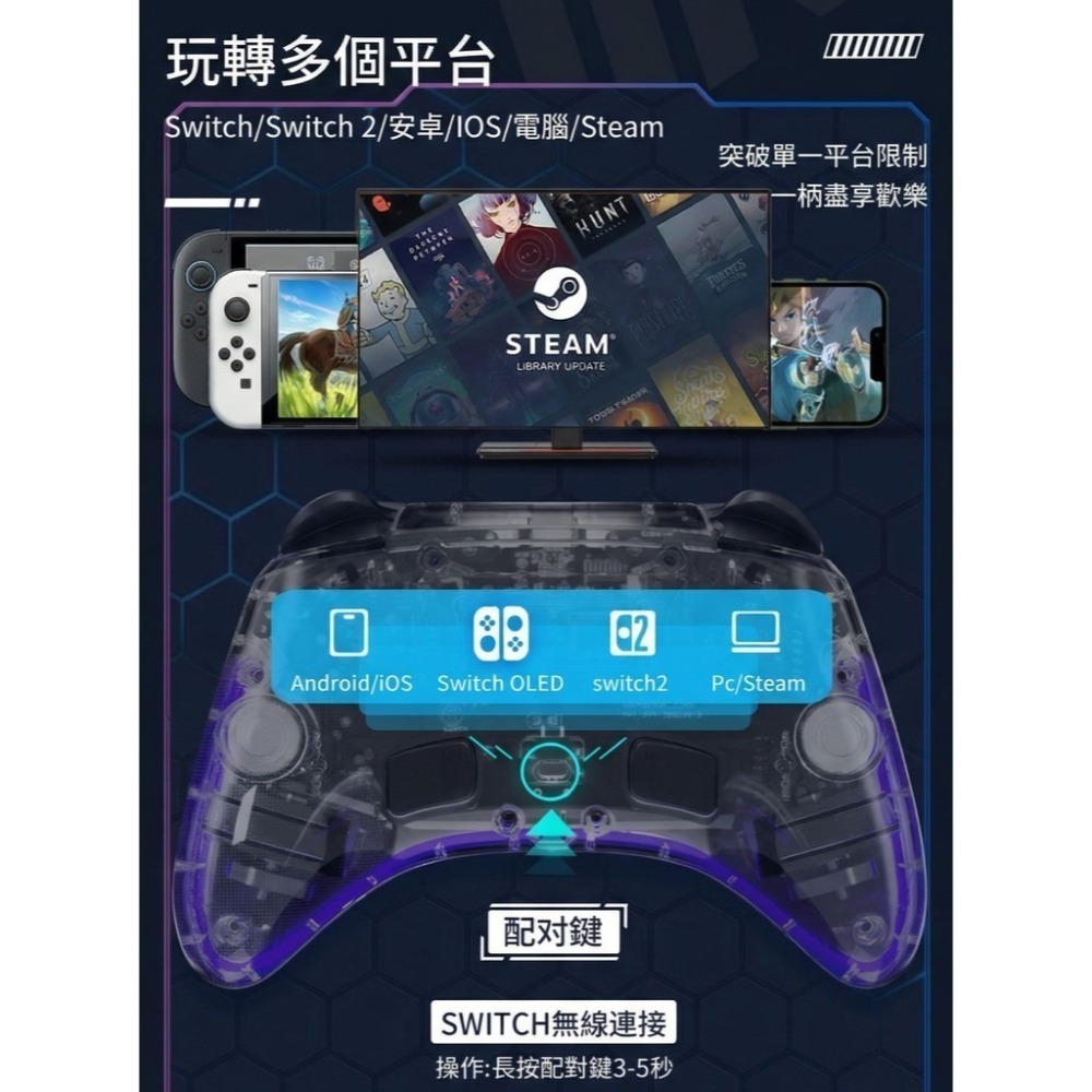 良值 NS2/NS/PC 無線手把控制器 墨攻 PLUS 巨集 RGB燈光 L1260/L1261 新品現貨-細節圖3