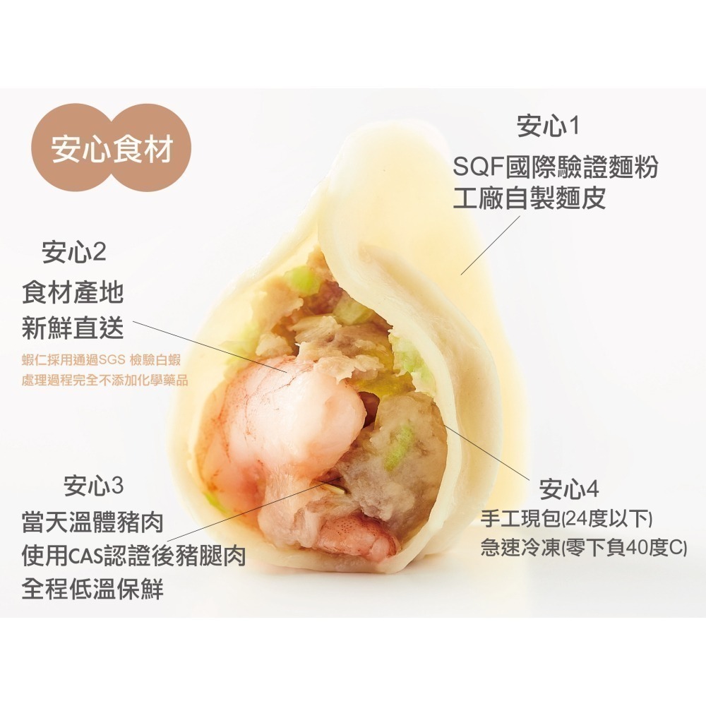 頂級韭黃大蝦仁手工水餃 28g 24顆/包｜整尾蝦仁入餡｜ISO22000 HACCP認證｜頂級海味-細節圖2