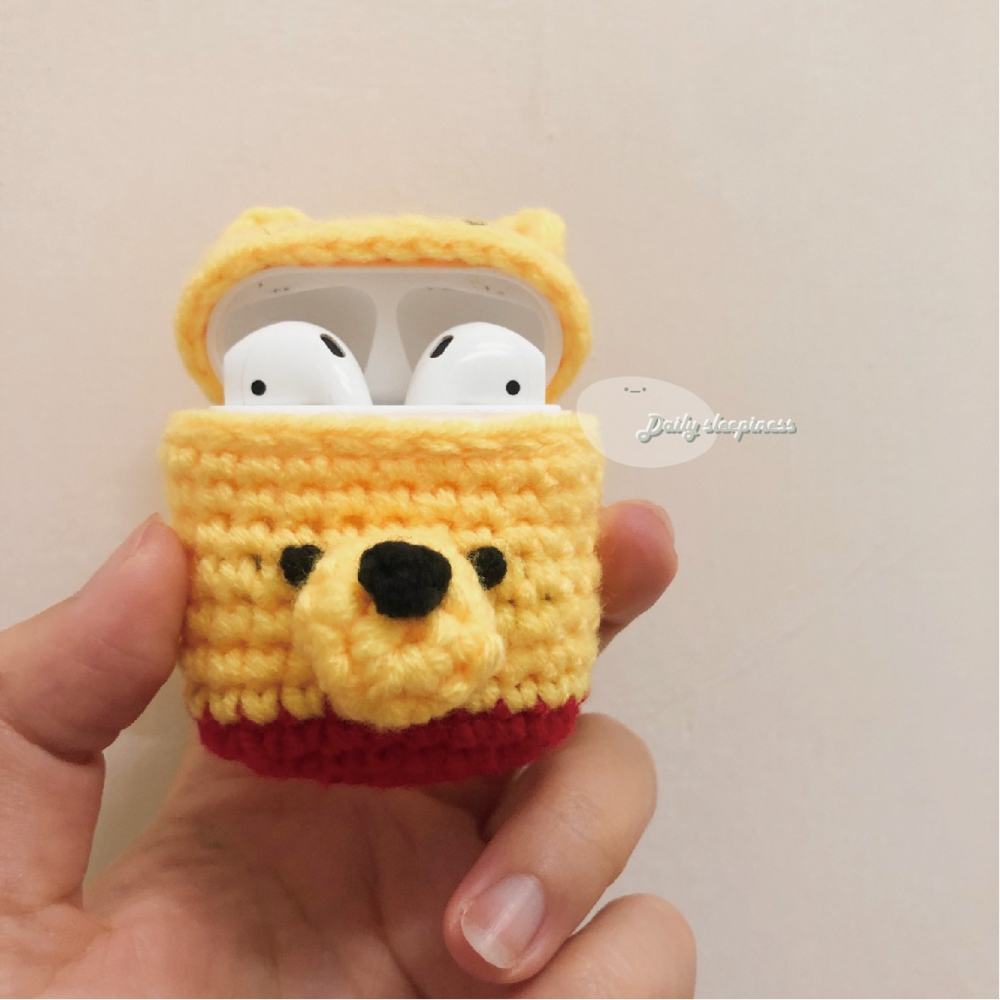 Airpods針織保護套._.小熊維尼 Airpods 1/2代 耳機保護套-細節圖3