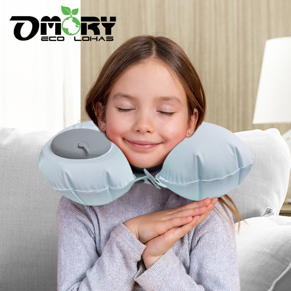 【OMORY】涼感素色按壓式充氣頸枕-細節圖2